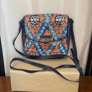 Vera Bradley Summer Sparkle Vibrant Blue and Orange Geometric Crossbody Bag